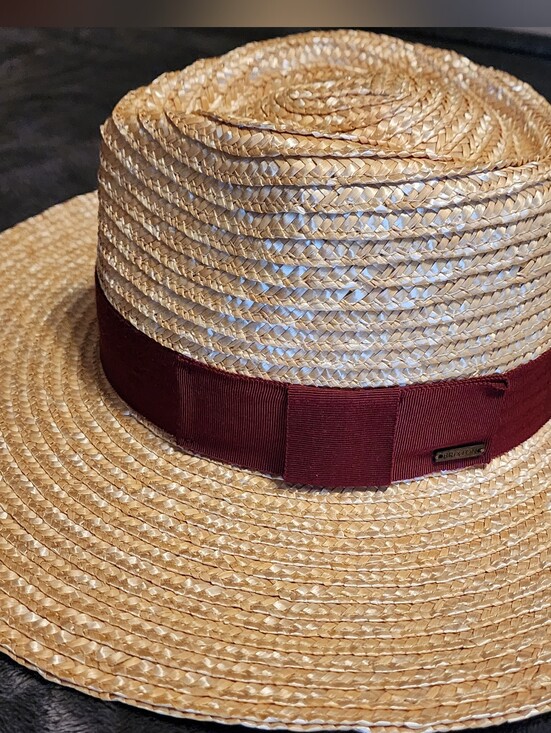 Brixton Accessories - BRIXTON WOMEN'S STRAW HAT WITH BURGANDY RIBBON SIZE S